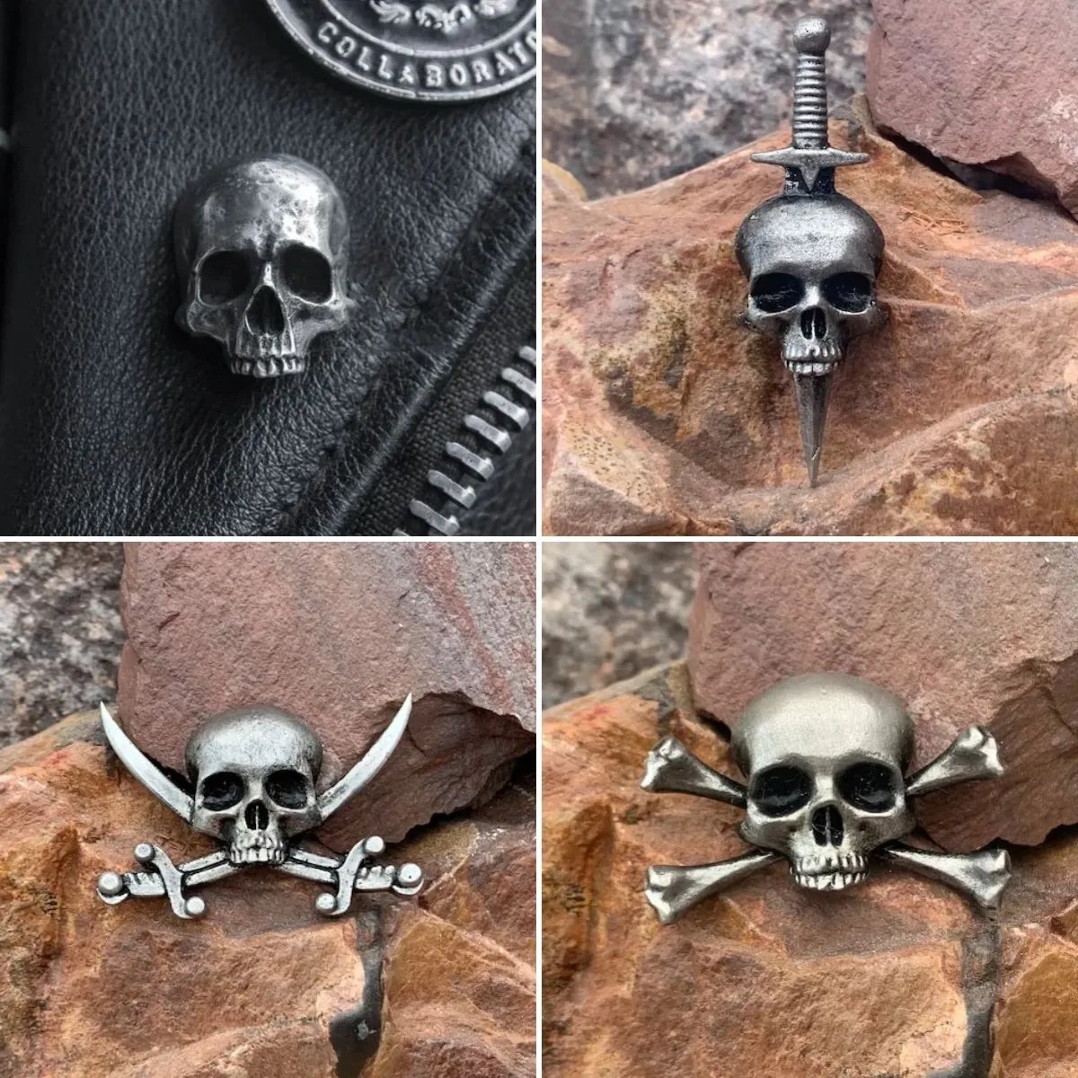 💀100% Handmade - Vintage Gothic Skull Brooch🔥